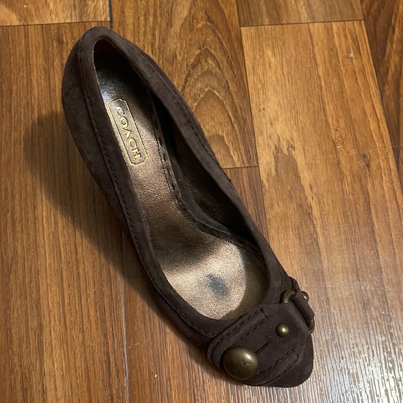 Coach Chocolate Brown Suede Wedges - Picture 2 of 4